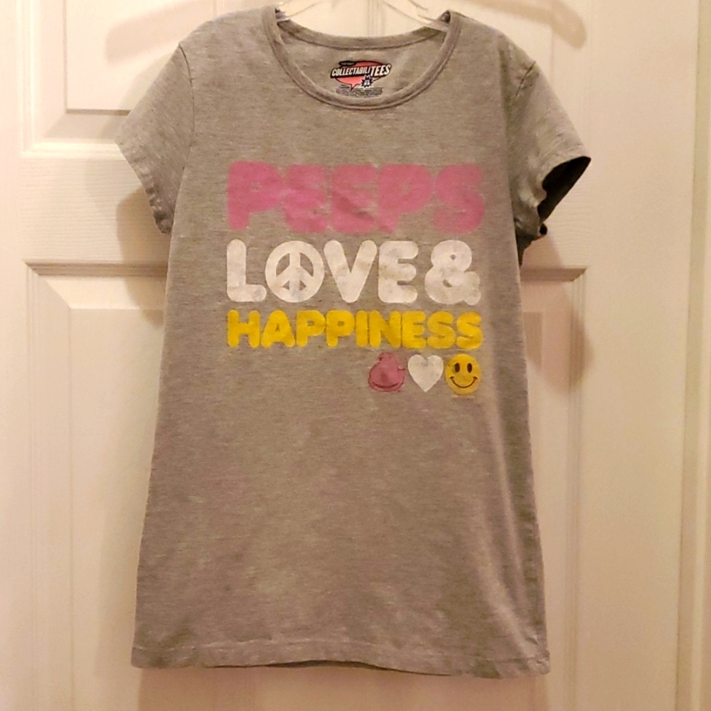 Old Navy Collectabilitees Peeps Love & Happiness Heather Gray Tee